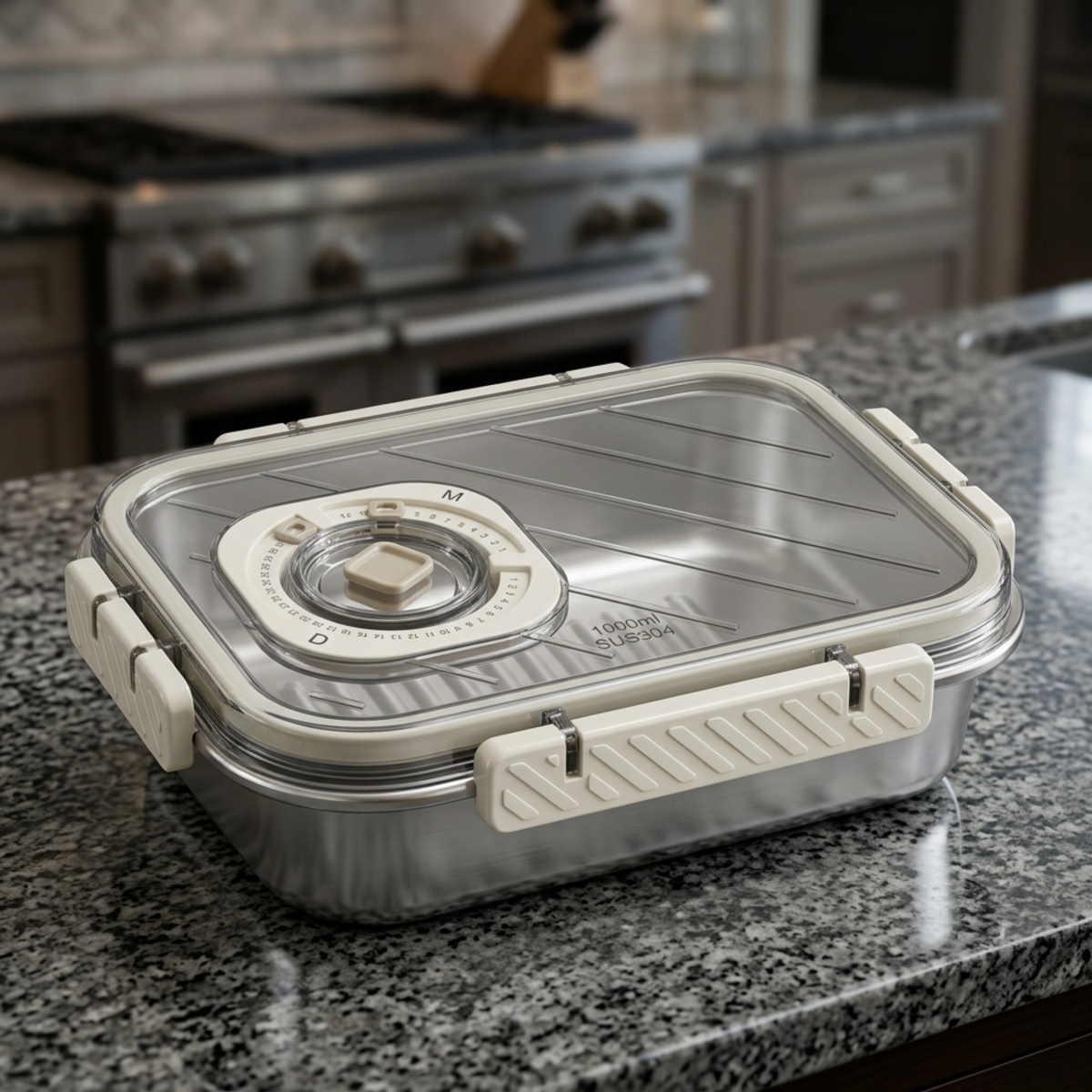 Stainless Steel Lunch Box With Date Dial