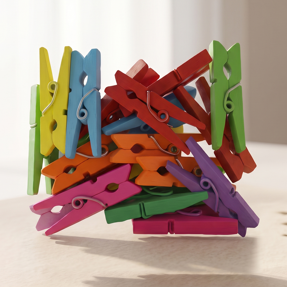 Mix Color Decorative Wooden Clip Medium
