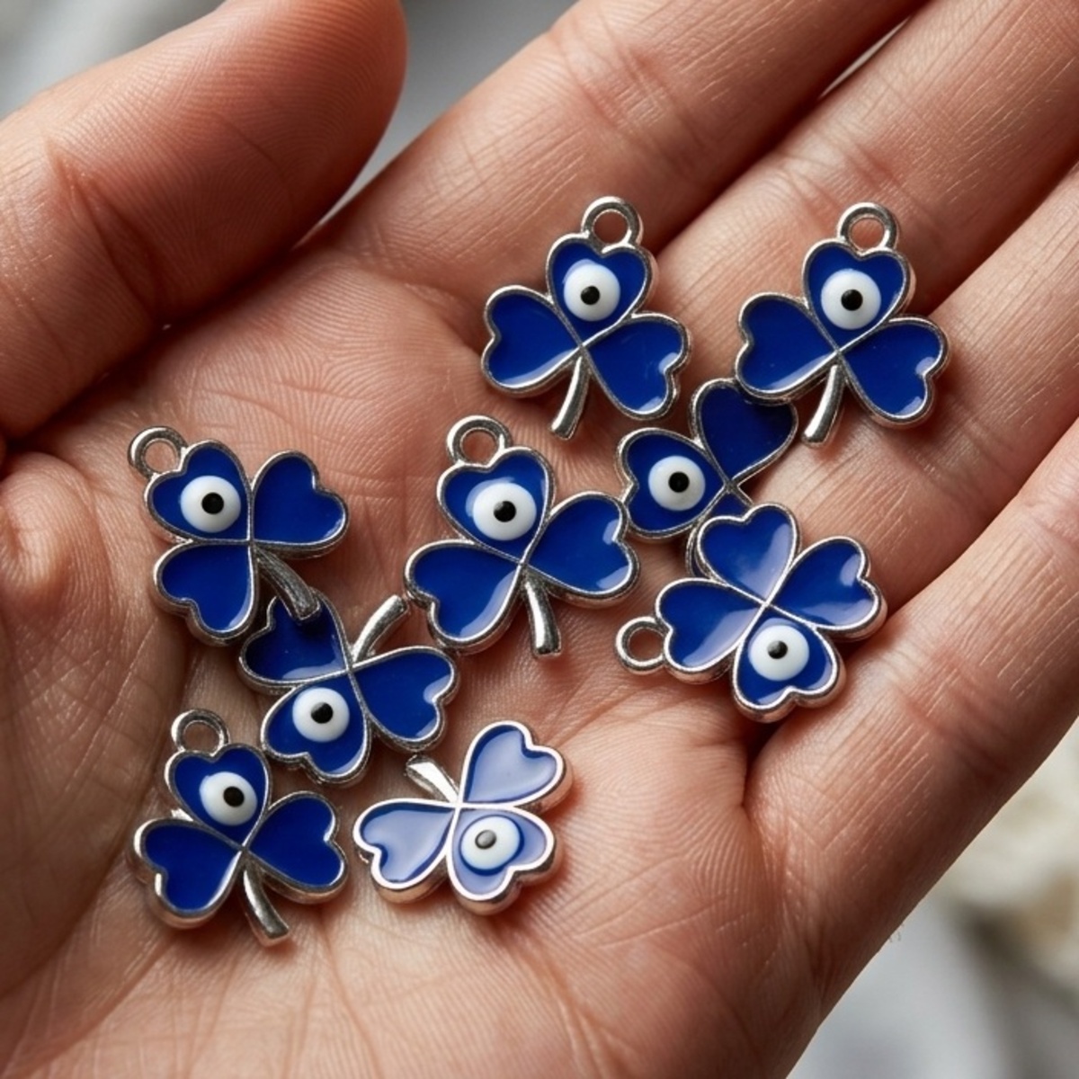 Foskola Evil Eye Charms Blue Clover