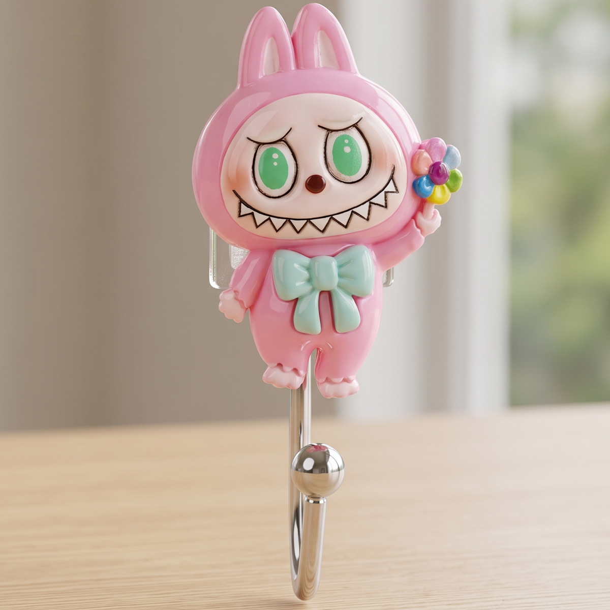 Pink Alien Themed Self Adhesive Hook 