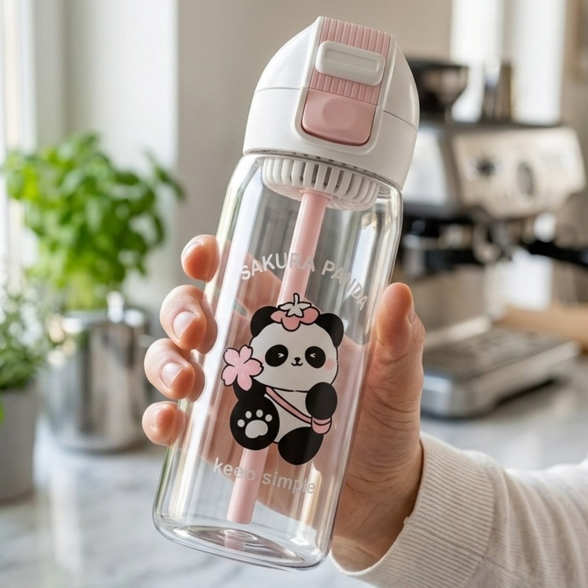 Sakura Panda Water Bottle Girls Design