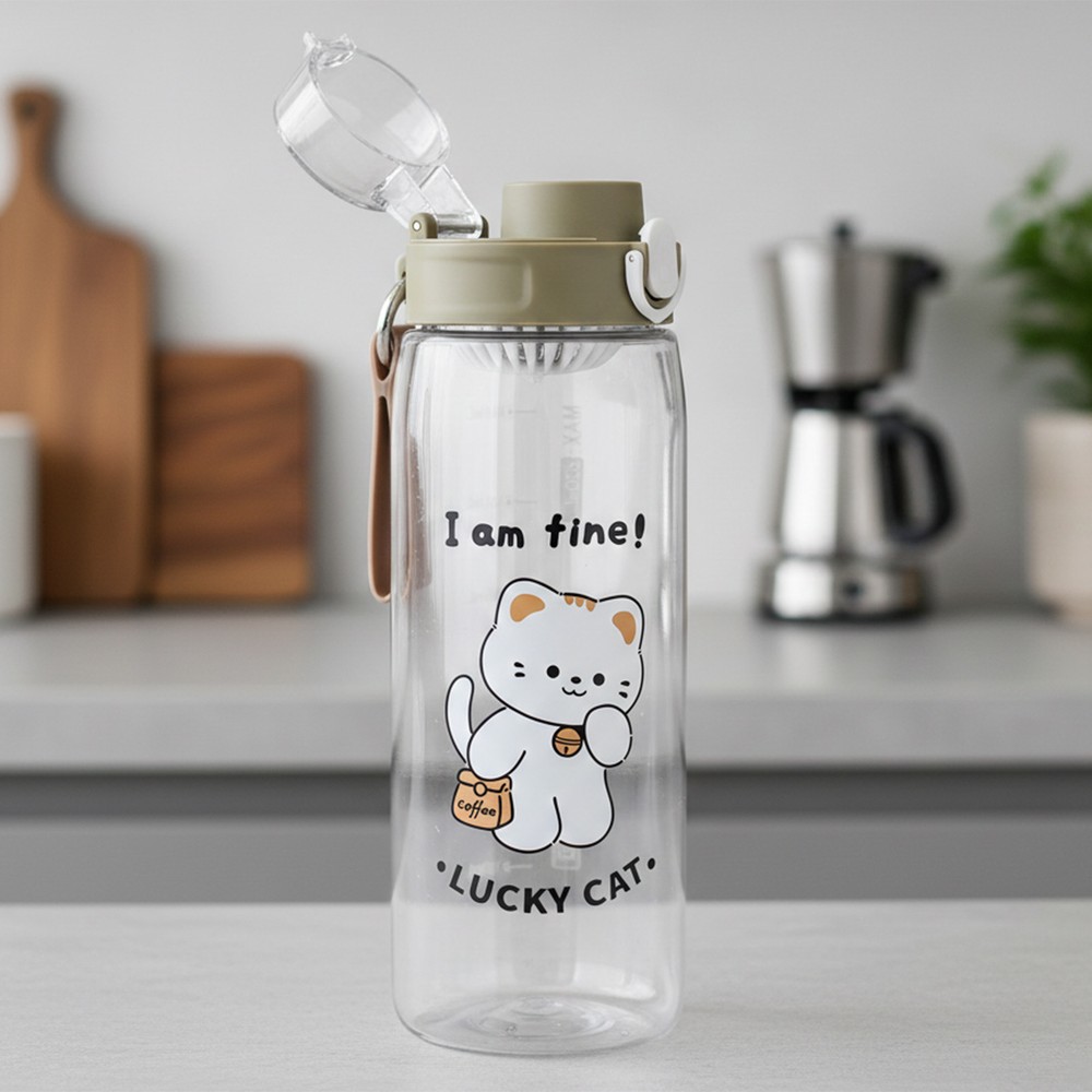Kids Water Bottle Lucy Cat Design