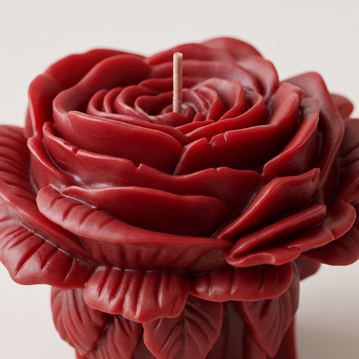 Sculpted Red Rose Decorative Candle