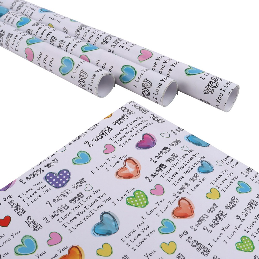I Love You Heart Themed Gift Wrapping Paper