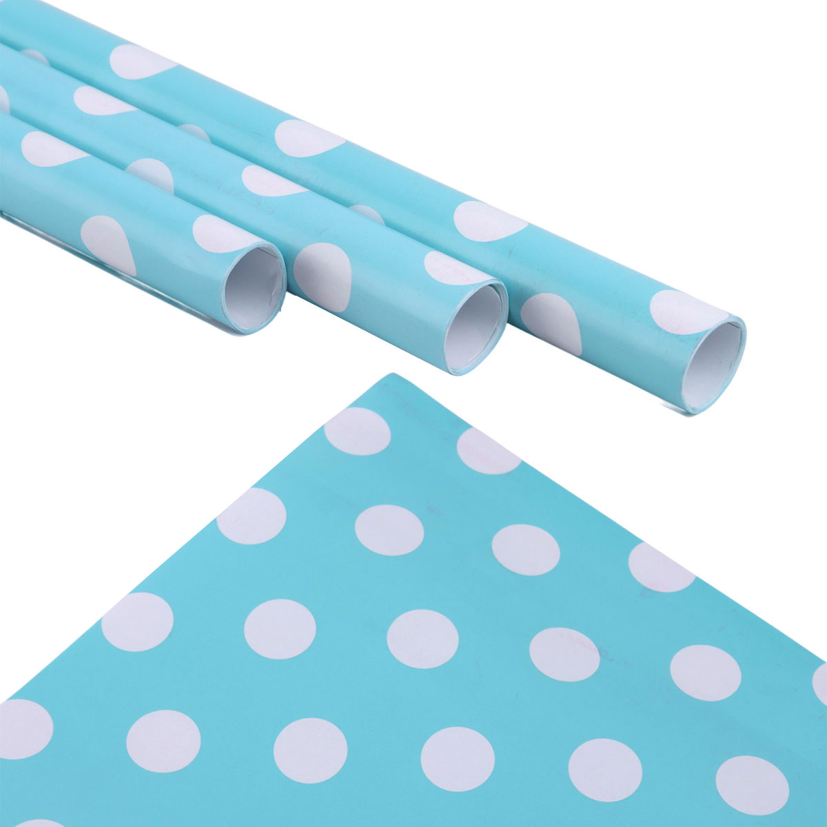 Baby Blue And White Polda Dot Gift Wrapping Paper