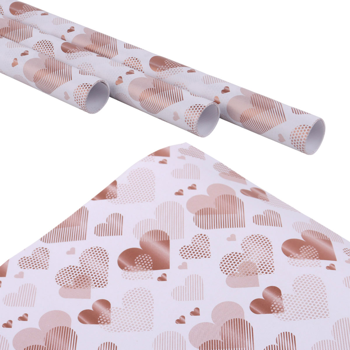Rose Gold And White Heart Patterned Gift WrappingPaper