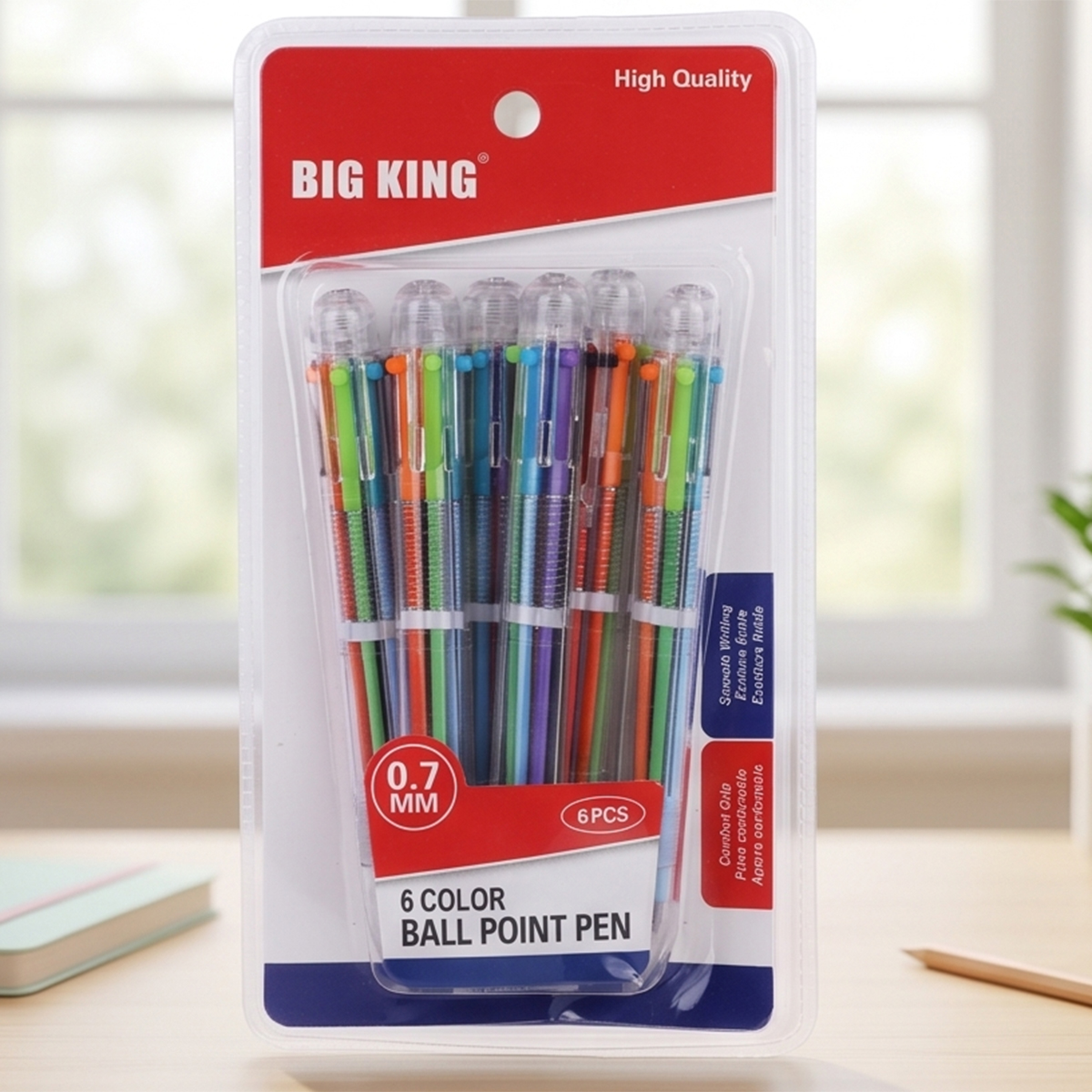 Big King 6 Color Ball Point Pen 0.7mm 6 Pieces
