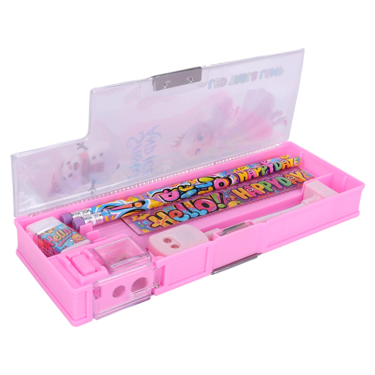 Snow and Ice Themed Pencil Box with LED Table Lamp