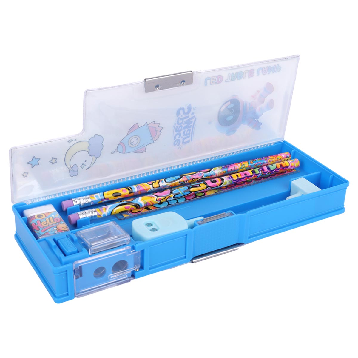 Space Man Themed Pencil Box with LED Table Lamp