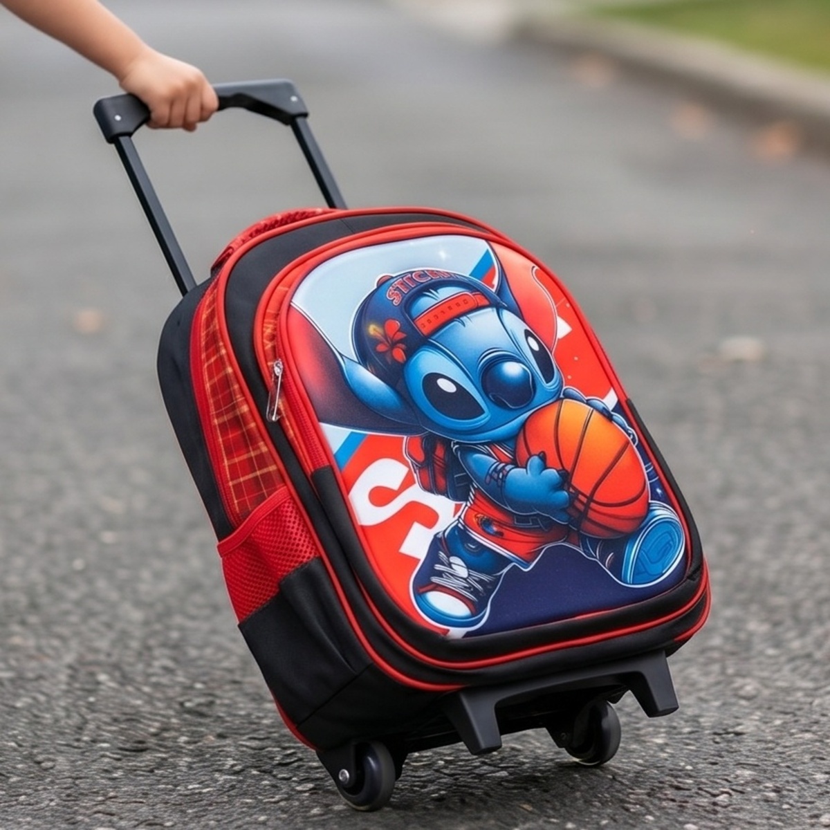 Kids Rolling Backpack With Cartoon Character Design