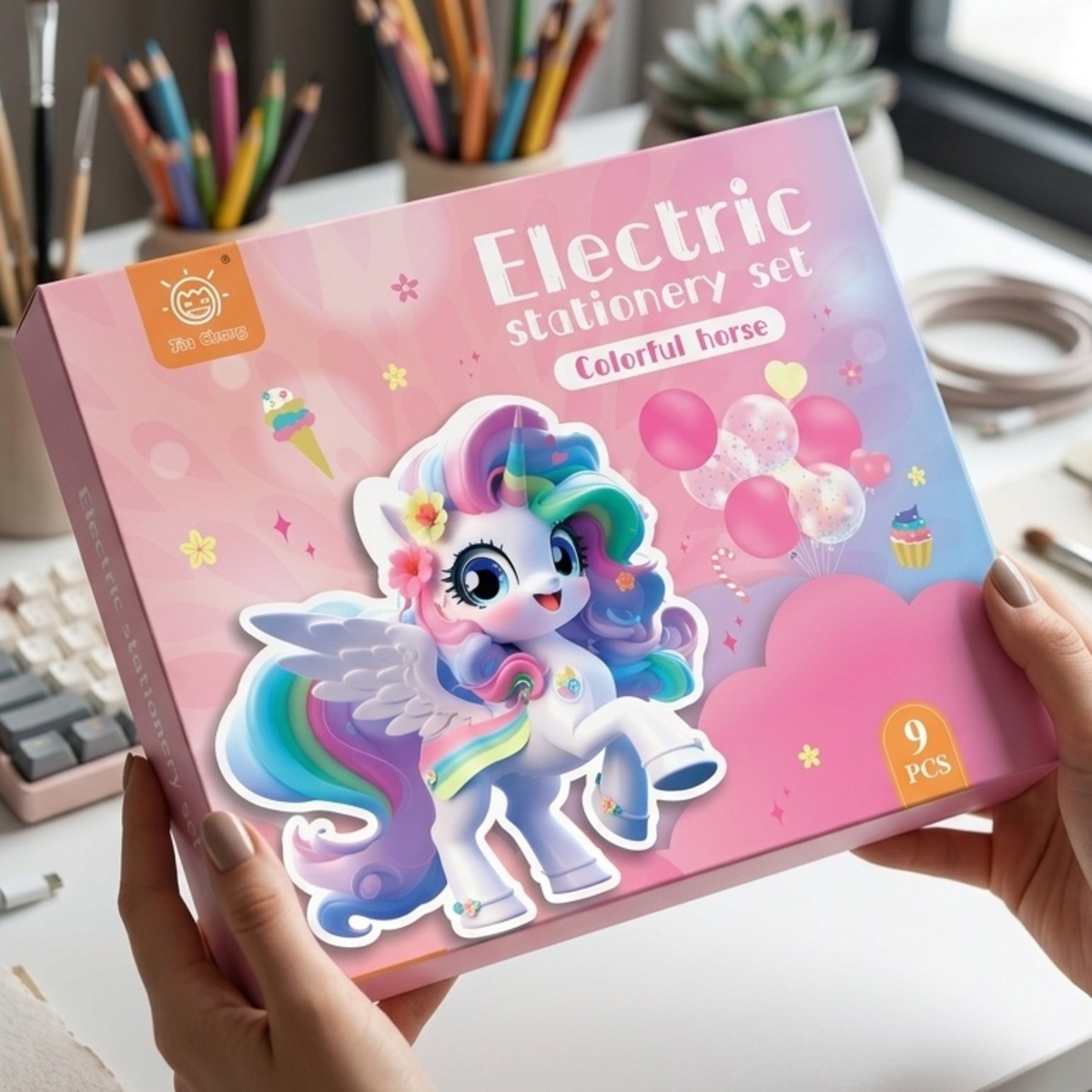 Electric Stationery Set Colorful Horse 9pcs