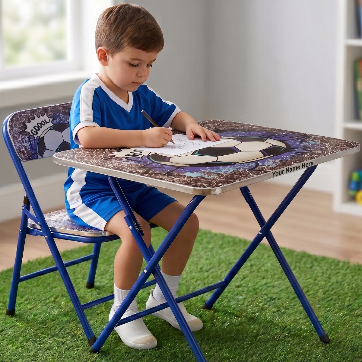 Soccer-Themed Kids Study Table And Chair Set