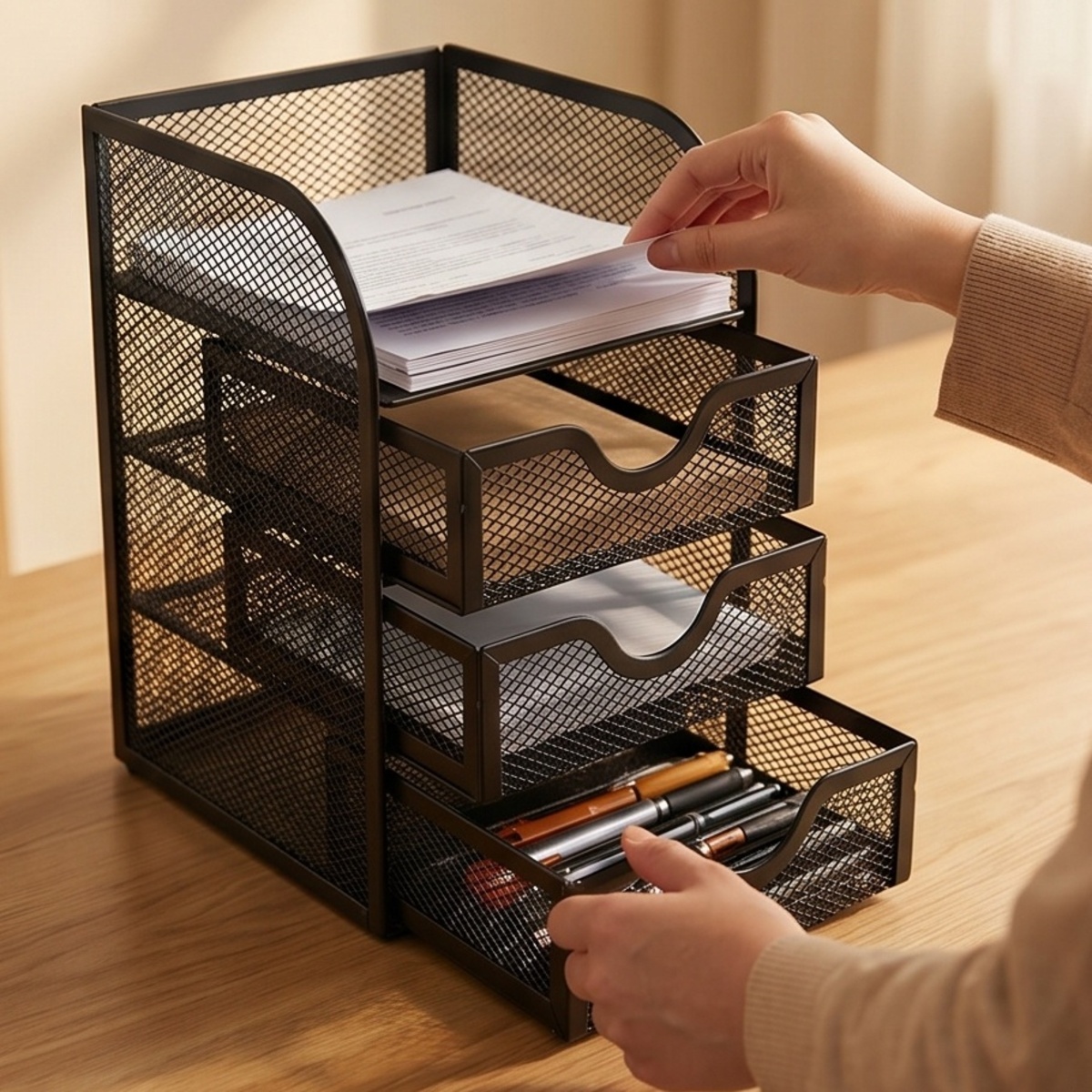 Metal Mesh File Organizer Holder