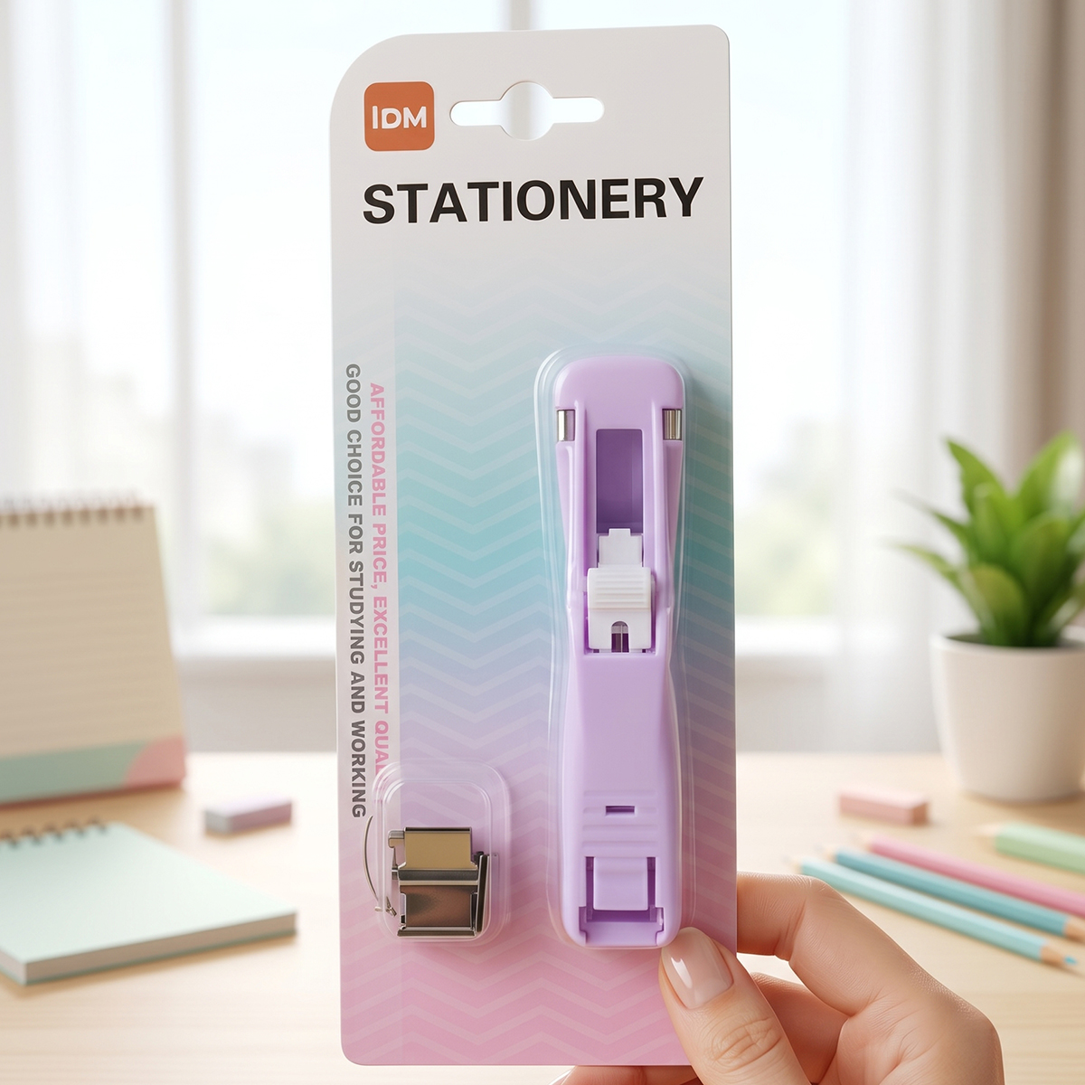 IDM Paper Clam Clip Dispenser With Refill Metal Clips