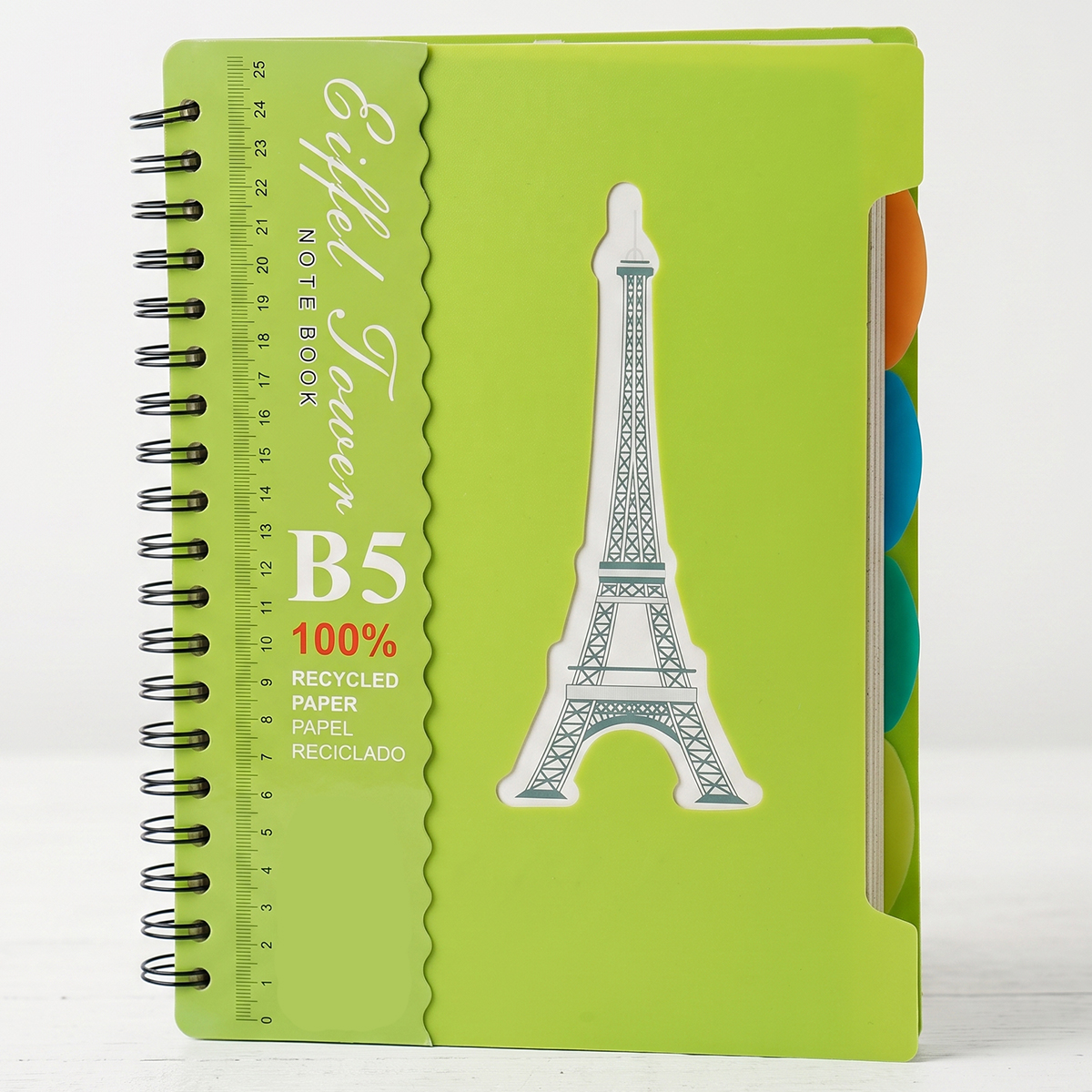 Lime Green Eiffel Tower B5 Size Spiral Notebook