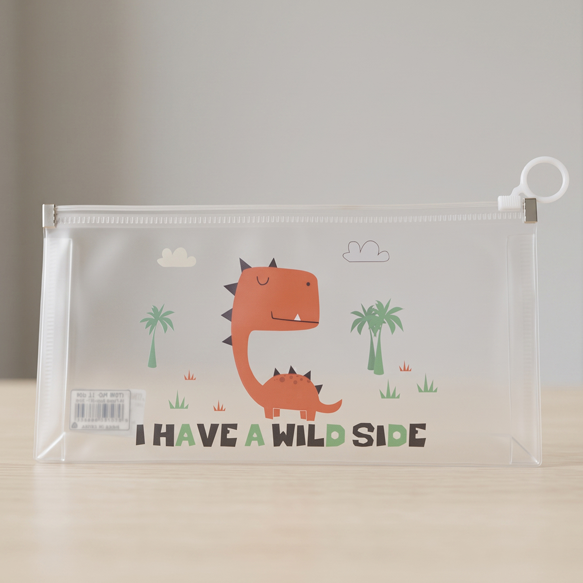 Cartoon Dinosaur Printed Clear Document Holder With Zipper 