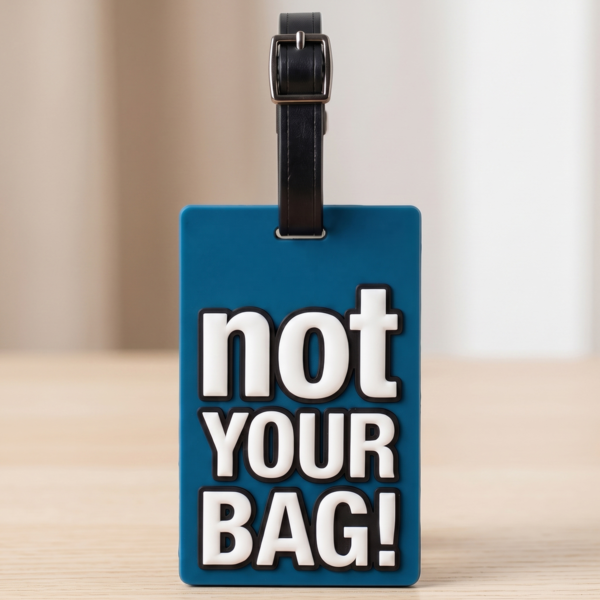 White Embossed Luggage Tag Blue