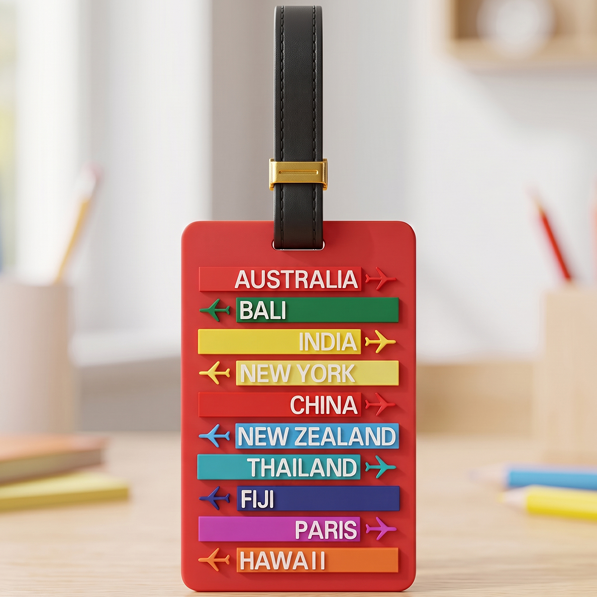 Multi City Travel Labels Luggage Tag Red
