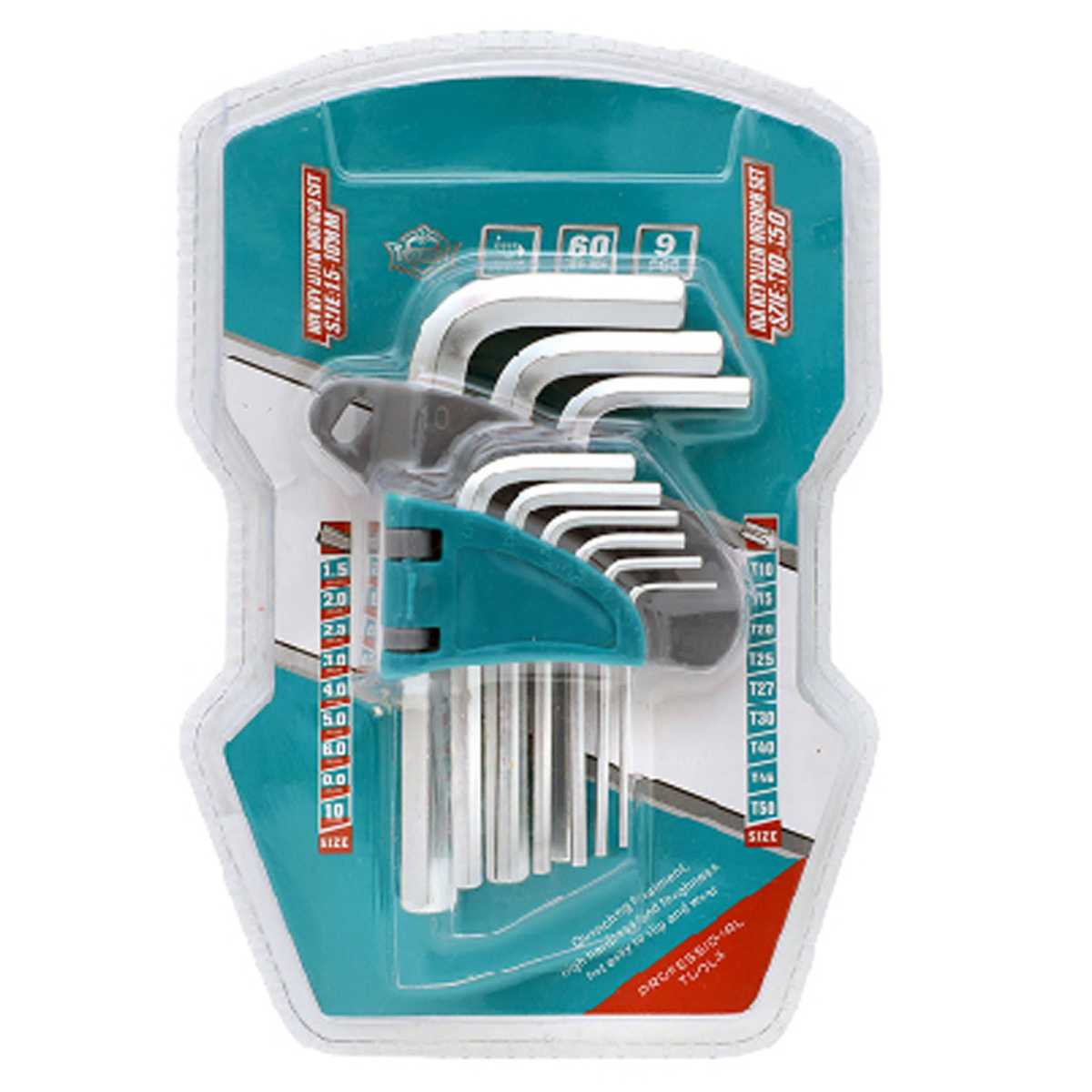 Long Arm Hex Key 9 Pieces Set
