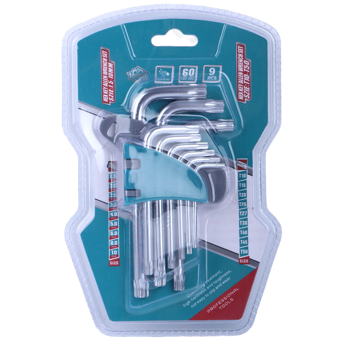 Short Arm Hex Key 9 Pieces Set
