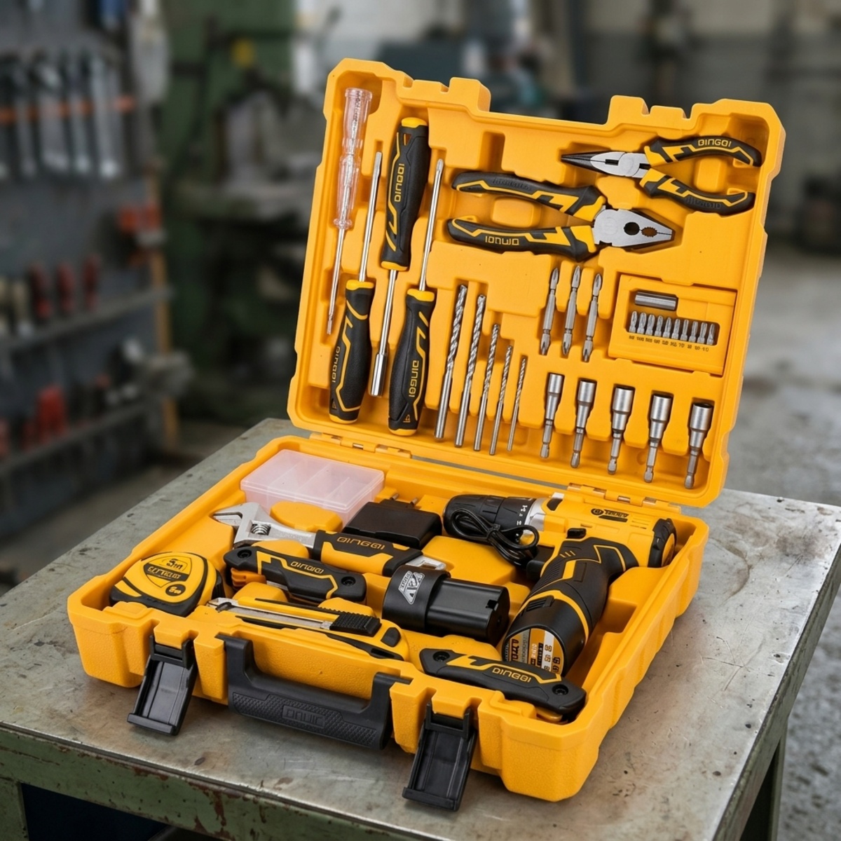 Dingqi Cordless Drill Tools Box Set 38 Pieces