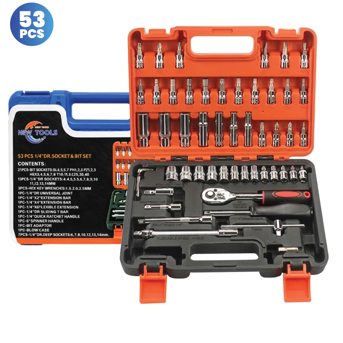 New Tools Sockets & Bits 53 Pieces Set 14744-PRO 