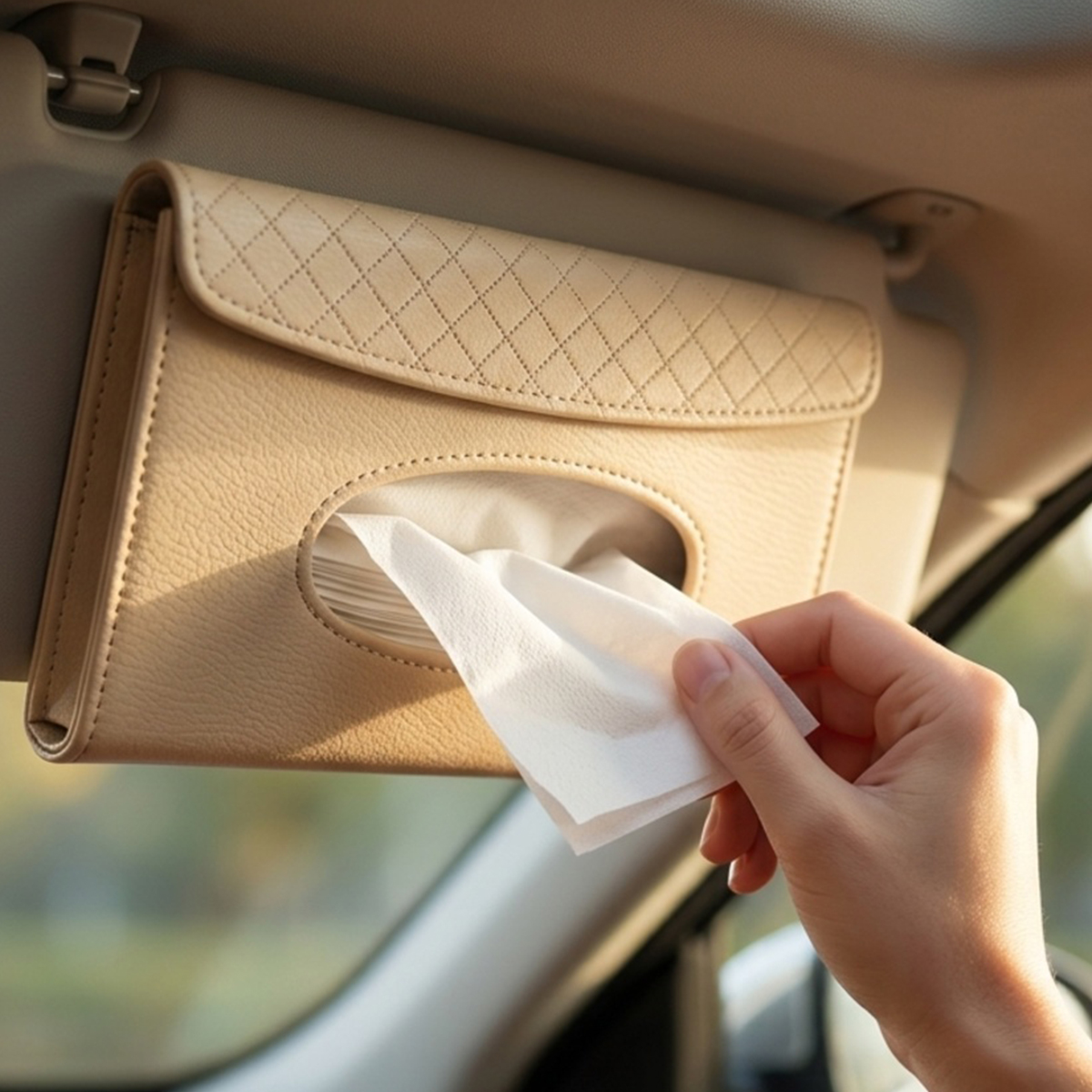 Car Tissue Box Beige