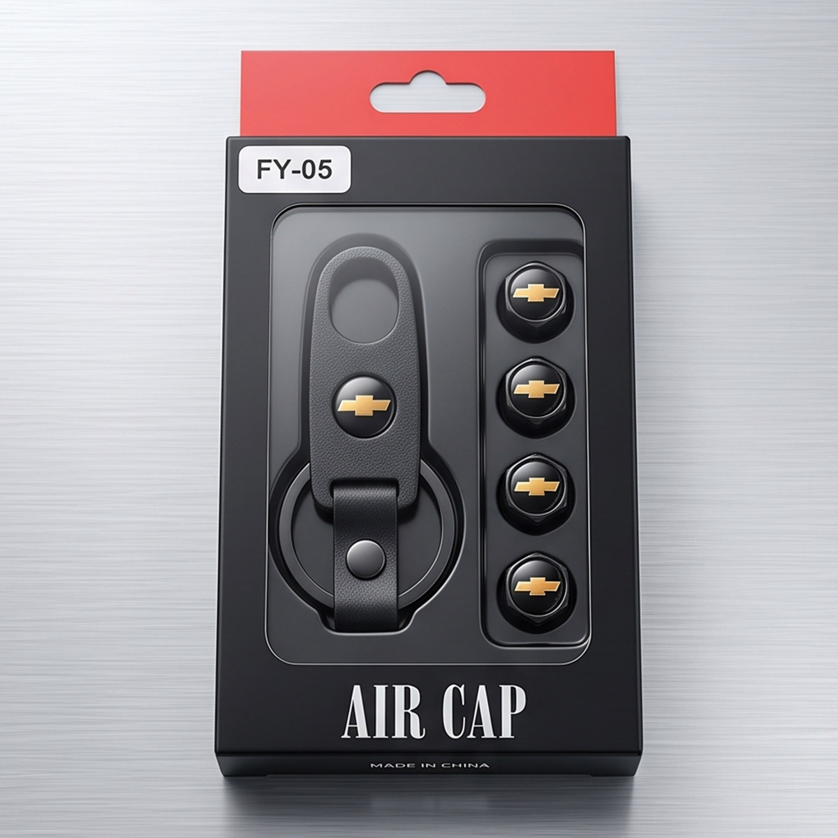 Tire Valve Caps Set With Keychain