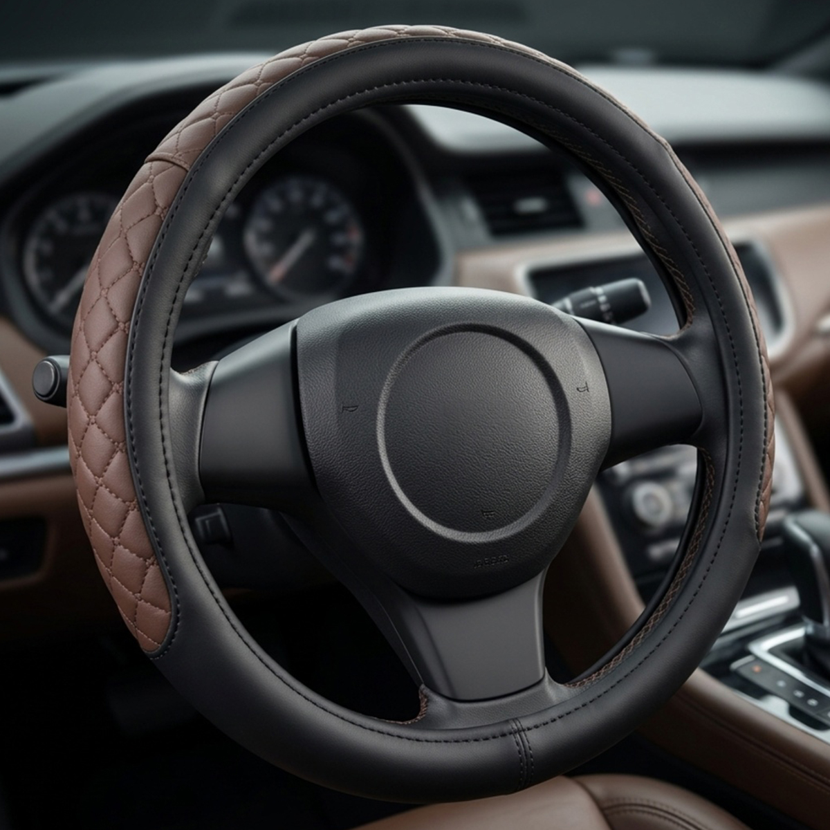Quilted Leather Steering Wheel Cover