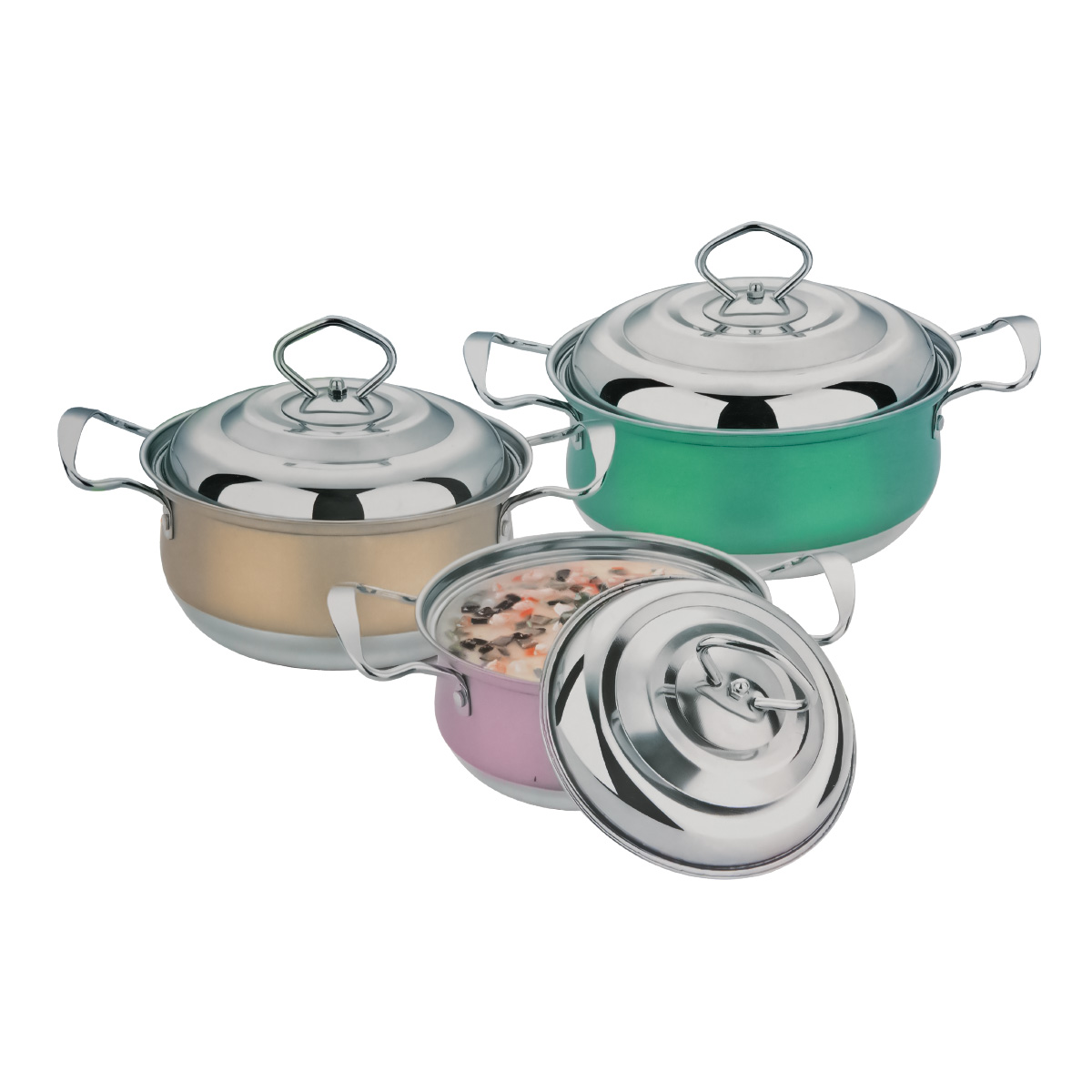 Stainless Steel Hotpot Set (3 Pieces)