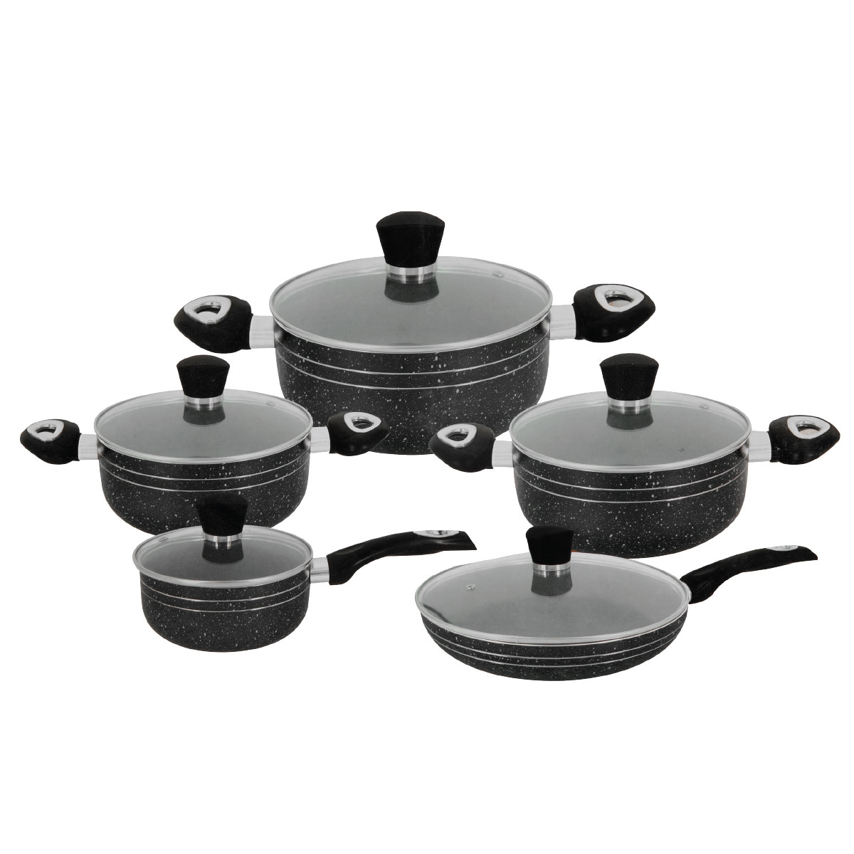 Granite Cookware Set with Lid 10 pieces