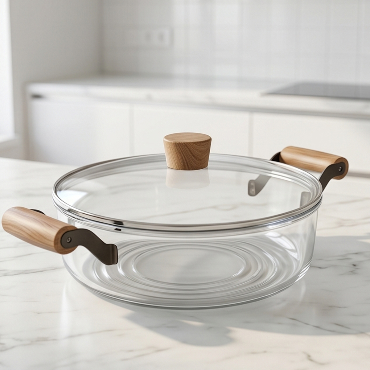 Glass Sauce Pan with Wood Handle 3.5L