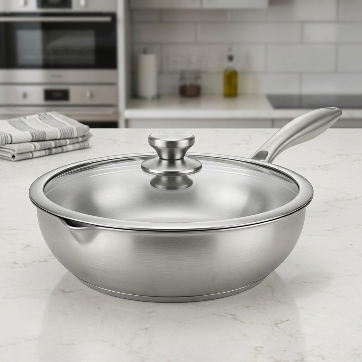 Stainless Steel Fry Pan With Cover
