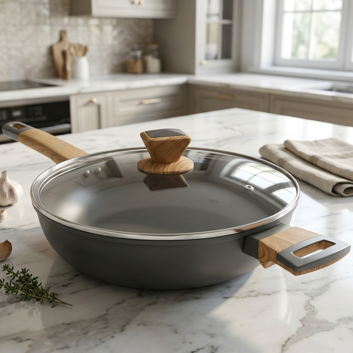 Non-Stick Wok Pan L-Han. With Lid 28cm