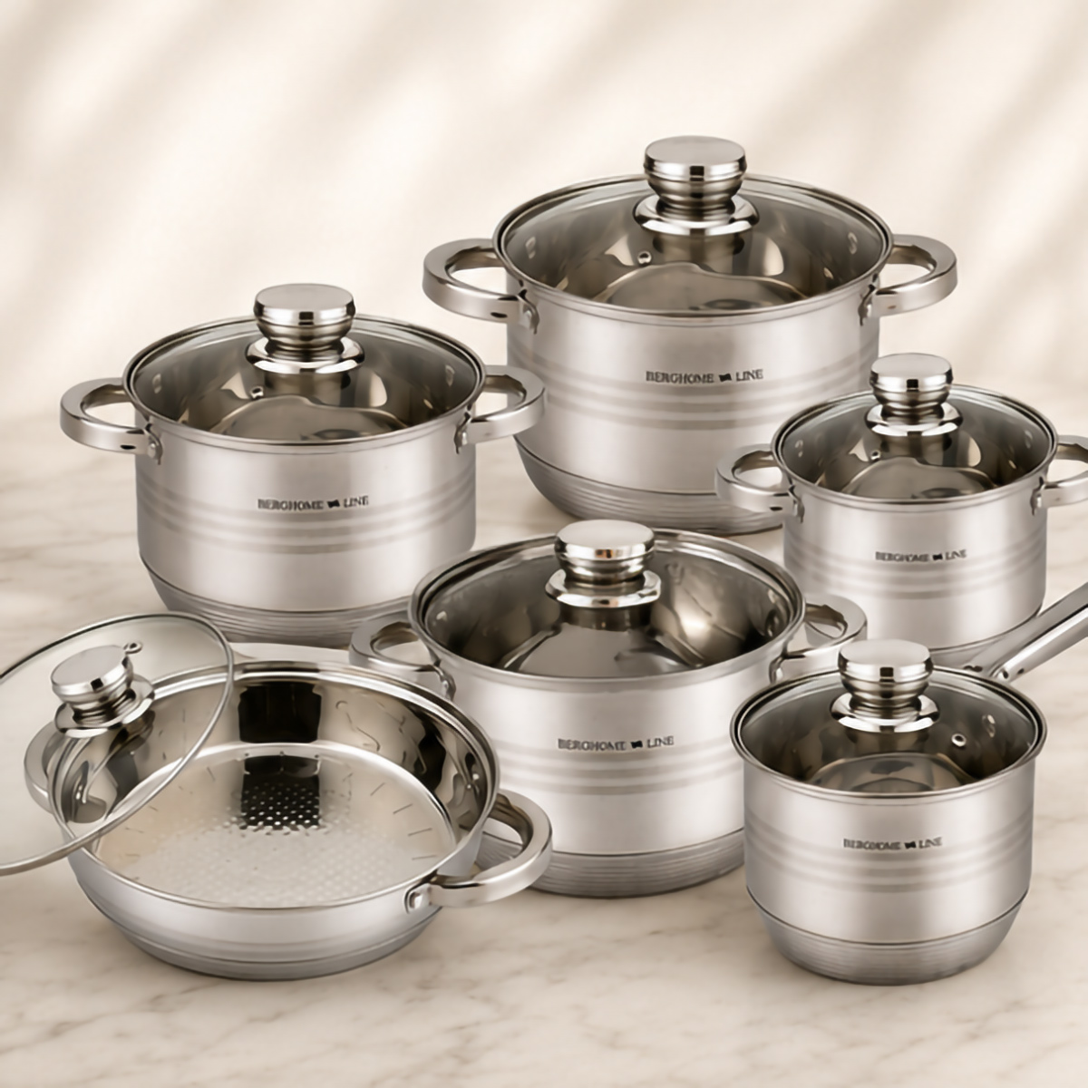 Berghome Line Stainless Steel Cookware Set 12 Pieces