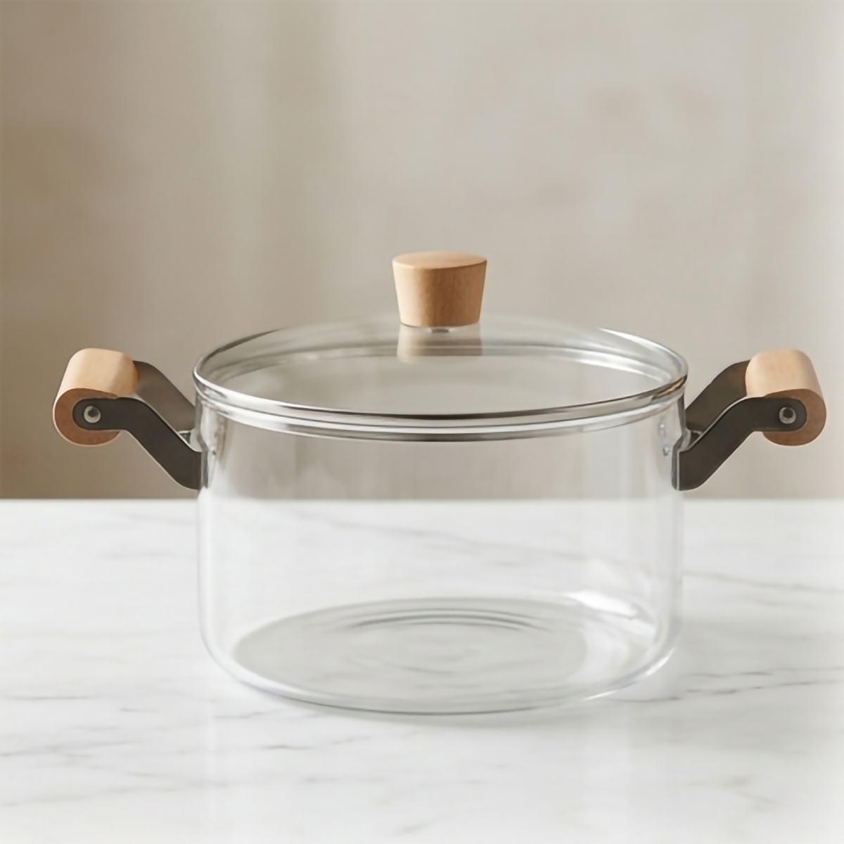 Glass Casserole with Wooden Handles 3.5L