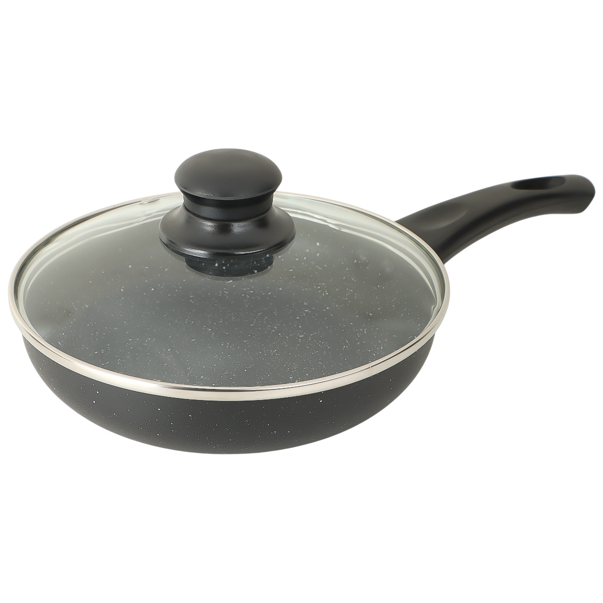 Granite Fry Pan With Glass Lid 18cm