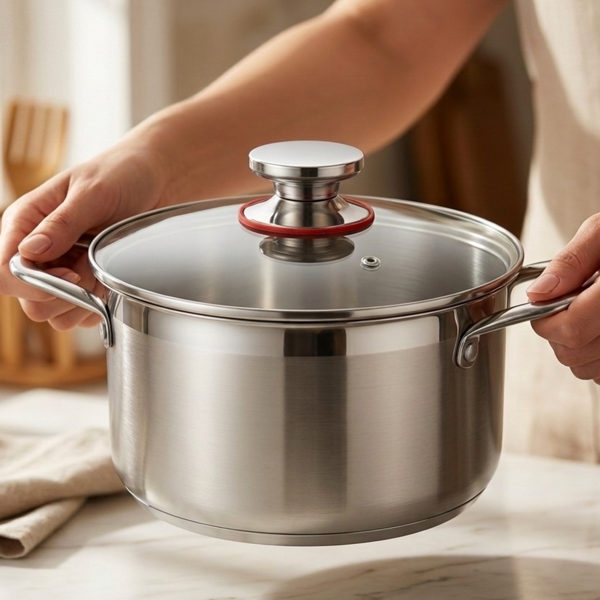 Stainless Steel Casserole with Glass Lid 20cm