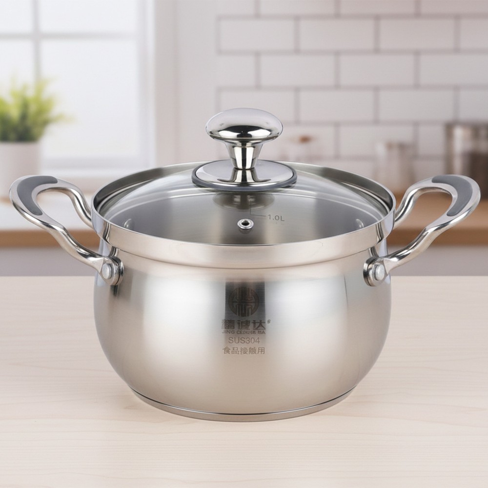 Stainless Steel Casserole With Glass Lid 18cm