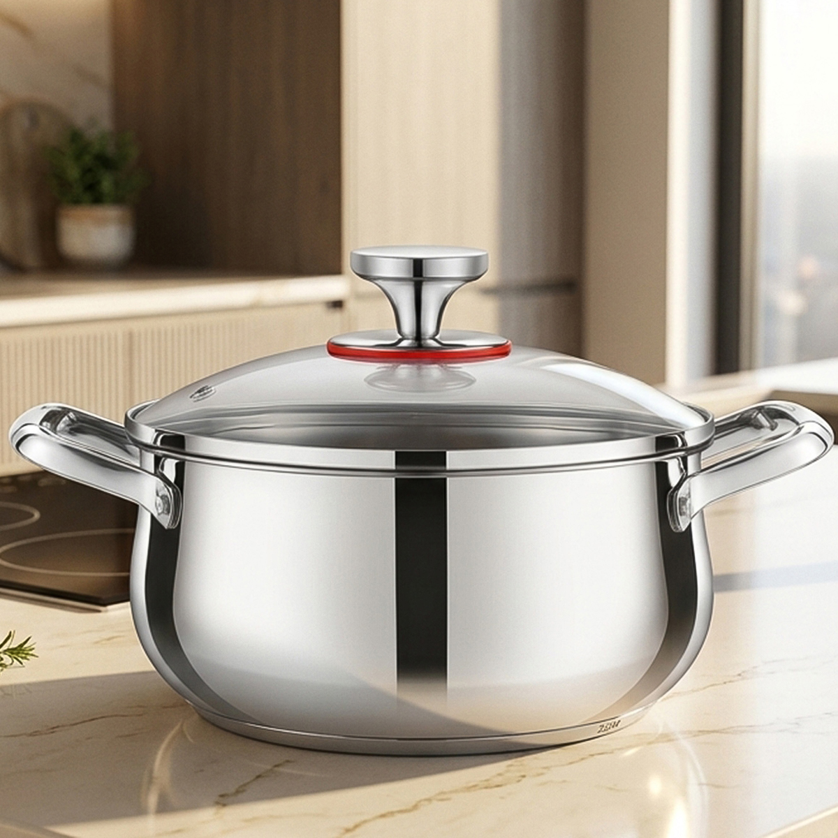 Stainless Steel Cookware With Lid 22cm