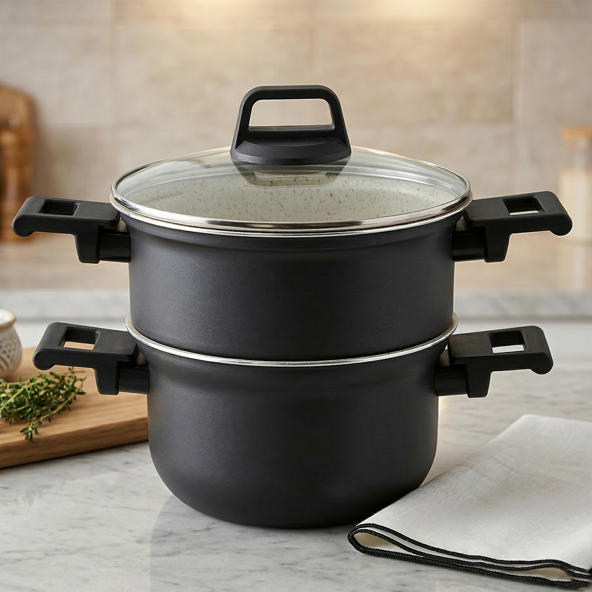Non Stick Stackable Steamer Pot Set 24cm