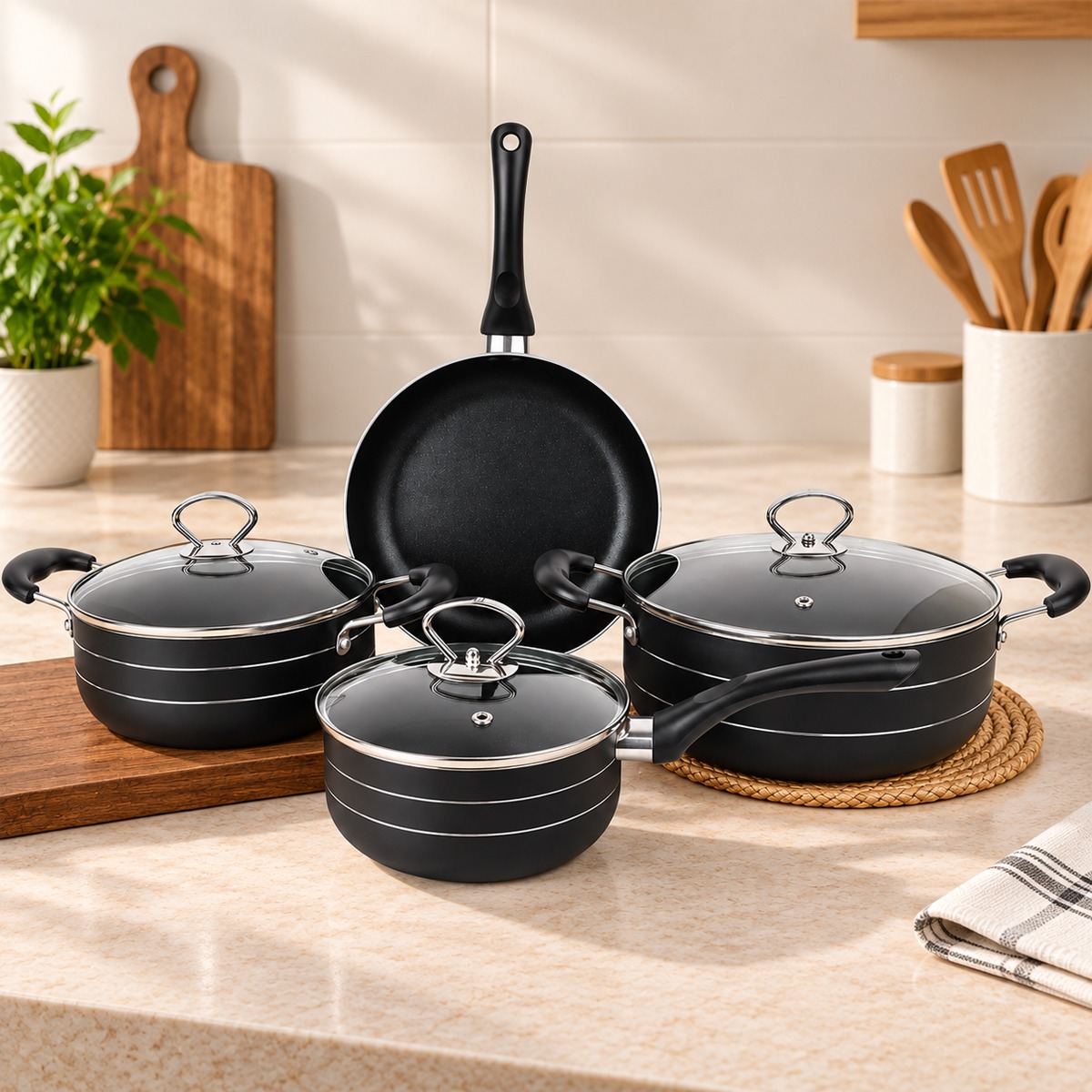 Cookware Set Non Stick 7 Pieces
