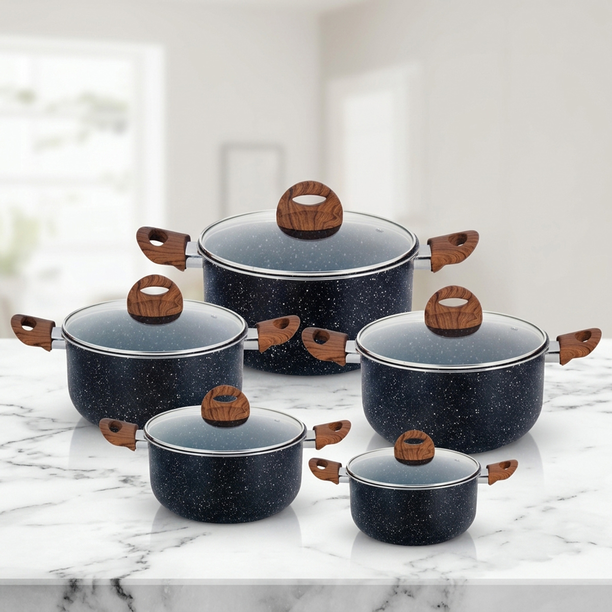 Royal Life Granite Cookware With Lid 10 Pieces Set