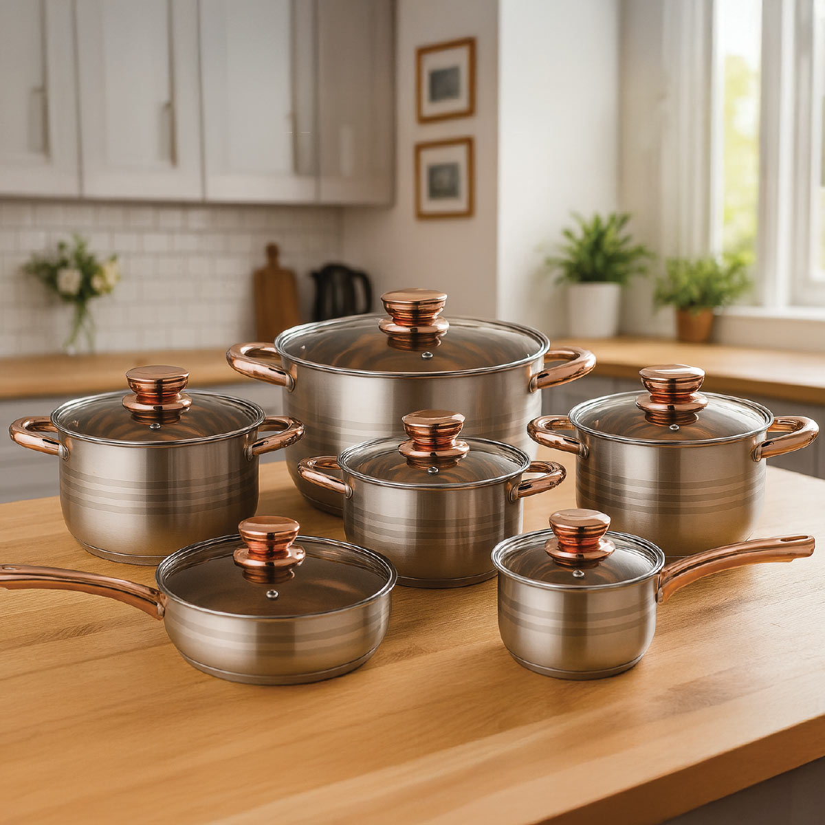 Stainless Steel 12 Pieces Cookware Set