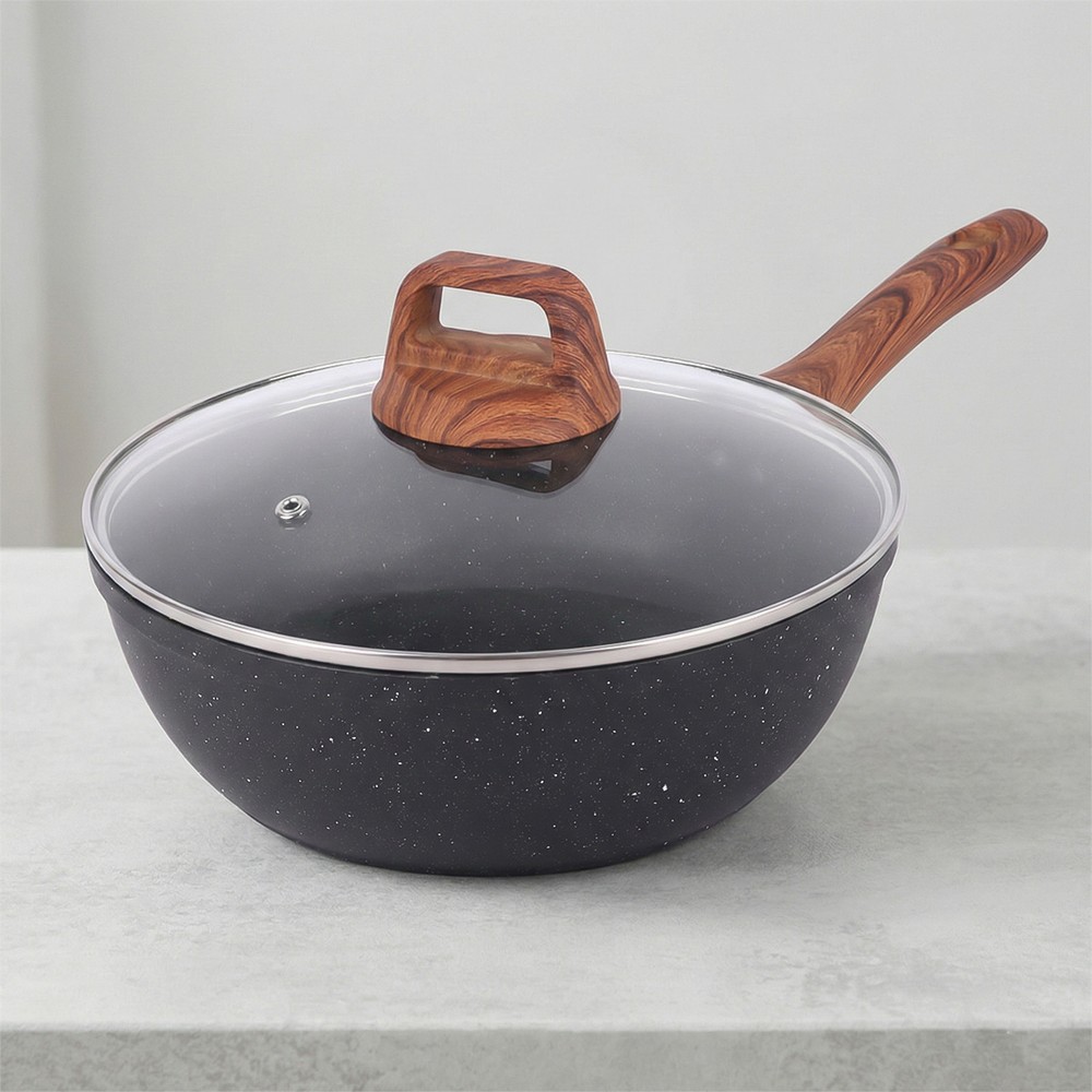 Deep Fry Pan Granite With Cover 24cm
