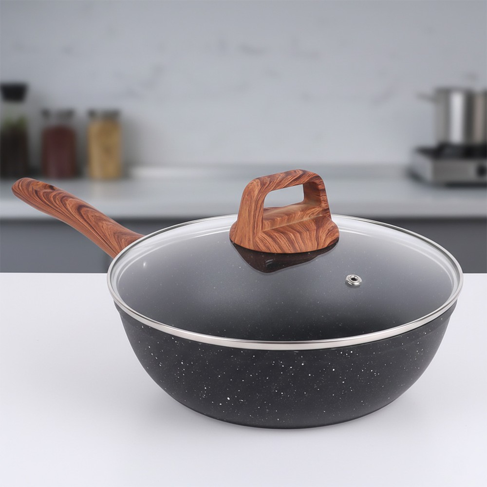 Deep Fry Pan Granite With Cover