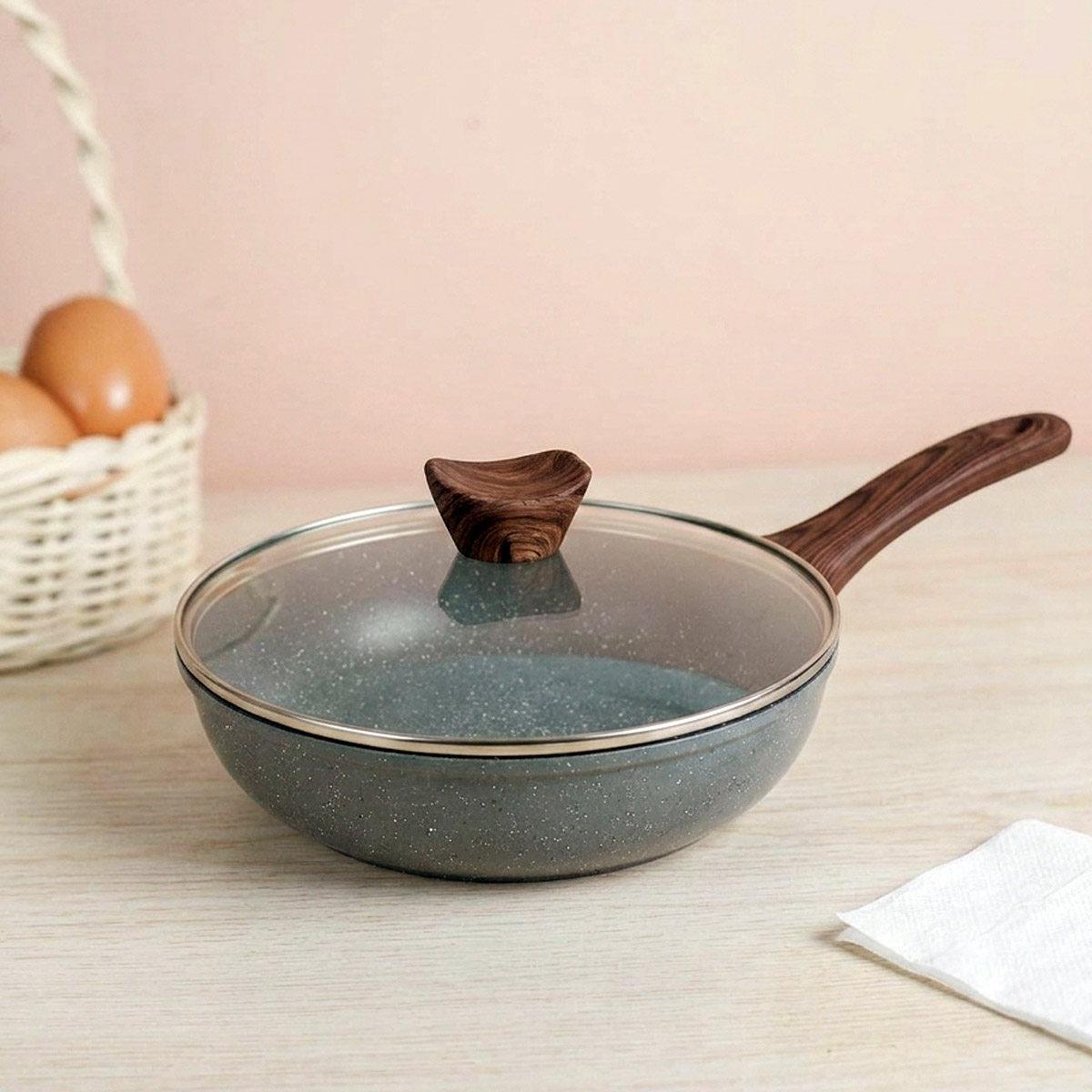 Fry Pan Granite With Cover 26cm
