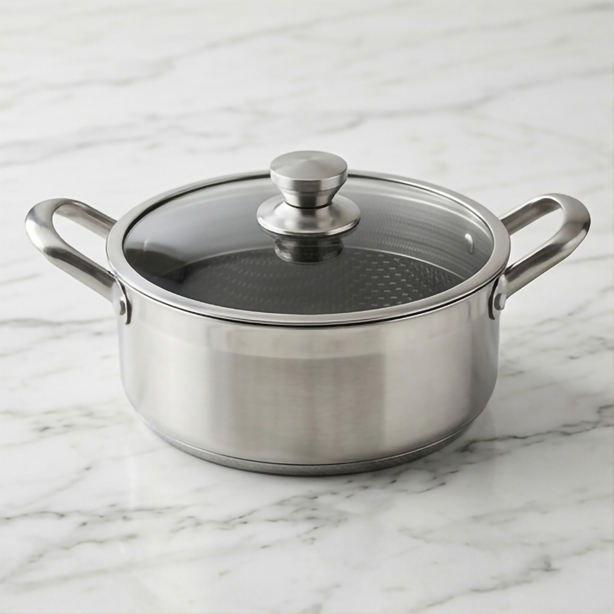 Stainless Steel Shallow Pan with Glass Lid 34cm
