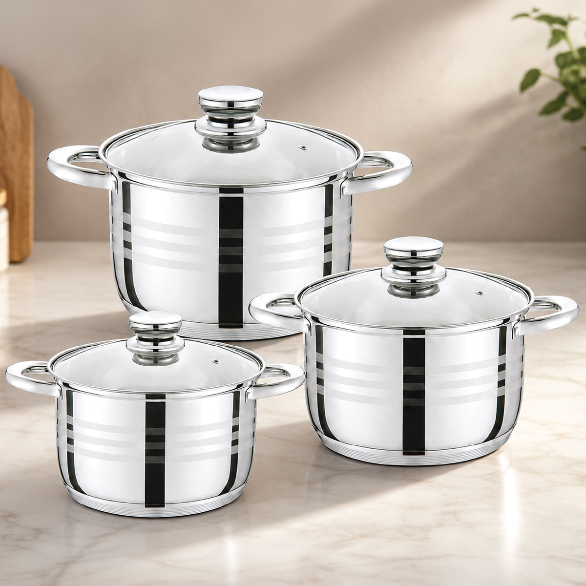 Stainless Steel Cookware 6 Pieces A Set