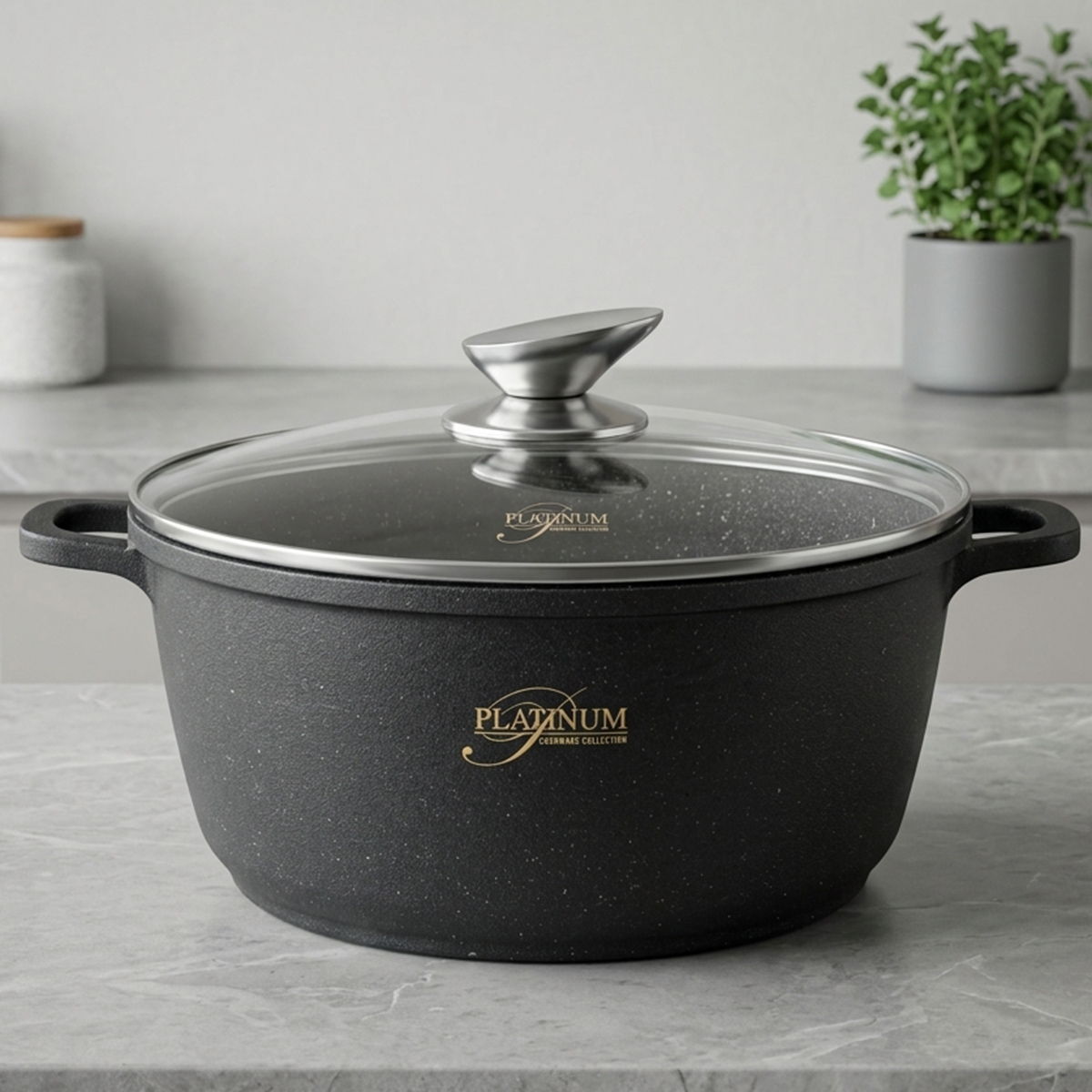 Platinum Non Stick Casserole With Glass Lid